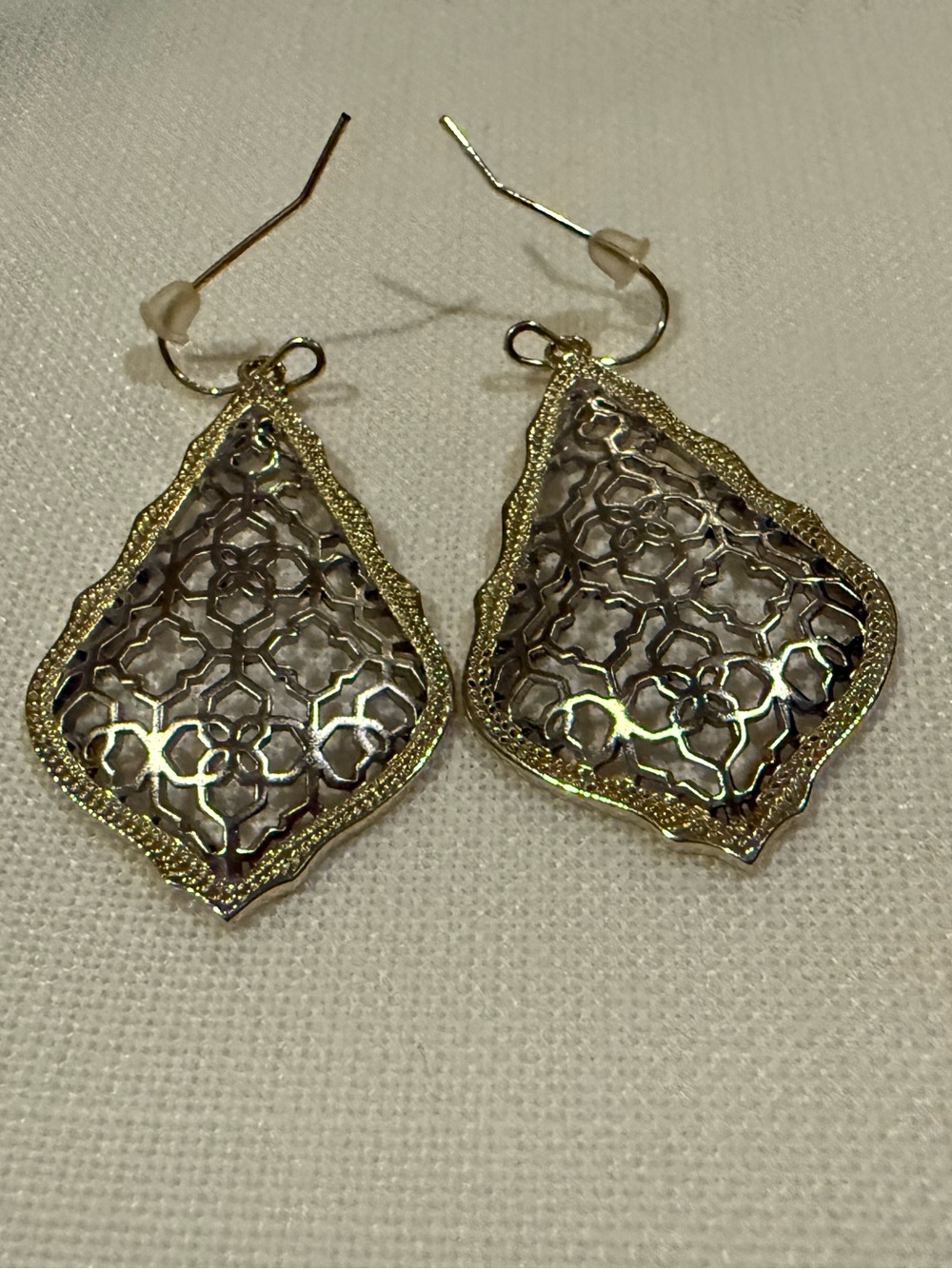 Gold and Silver Filigree Teardrop Dangle Earrings - Women Jewelry